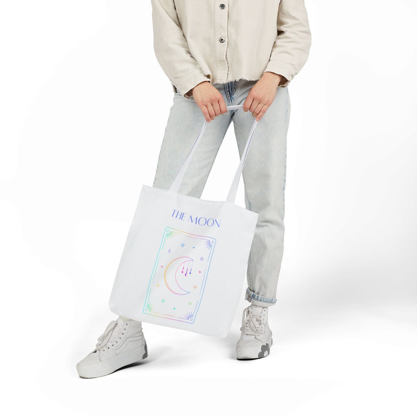 Iridescent Sun & Moon -Canvas Tote Bag, 5-Color Straps