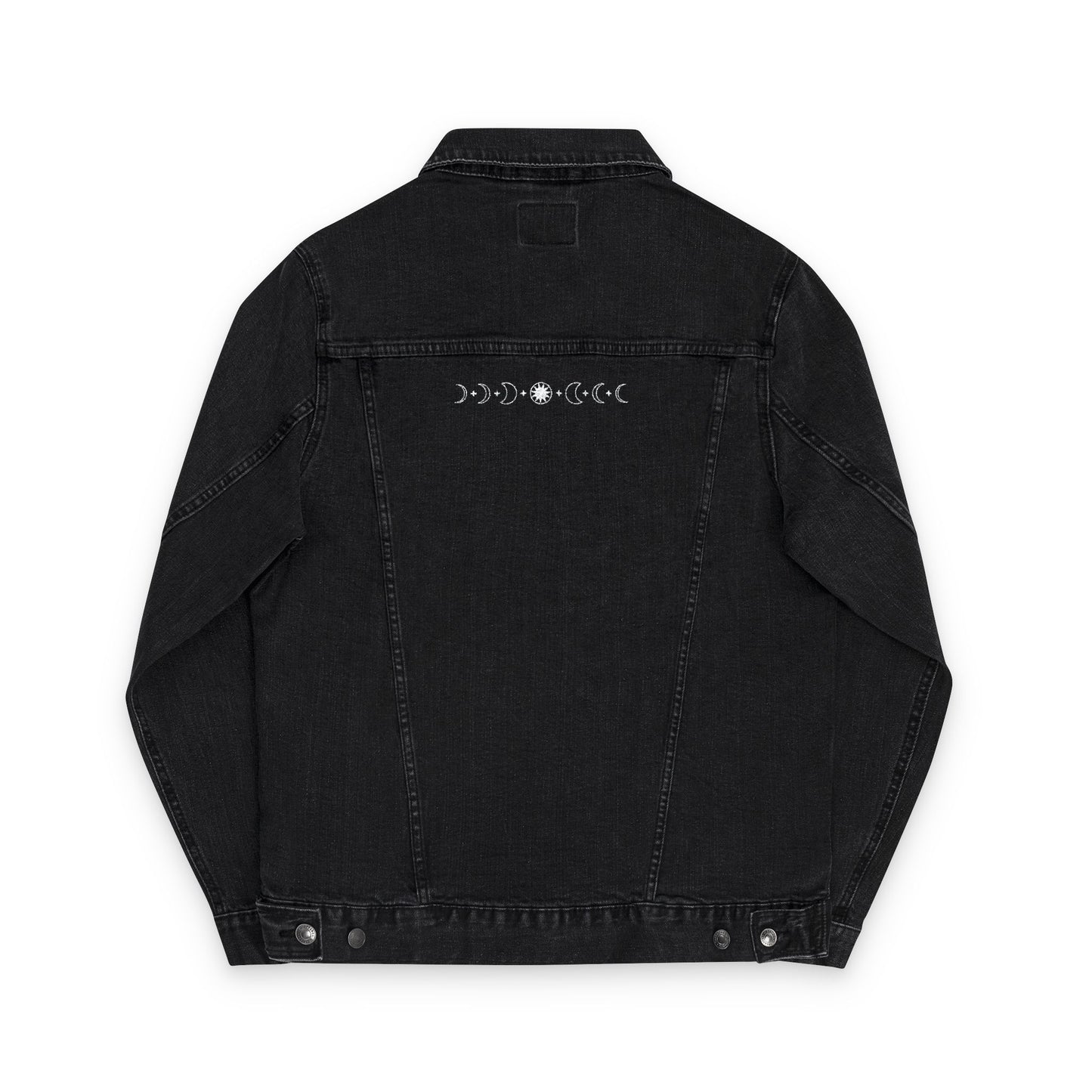 Sun & Moon Eclipse Denim Jacket (Silver Embroidery)