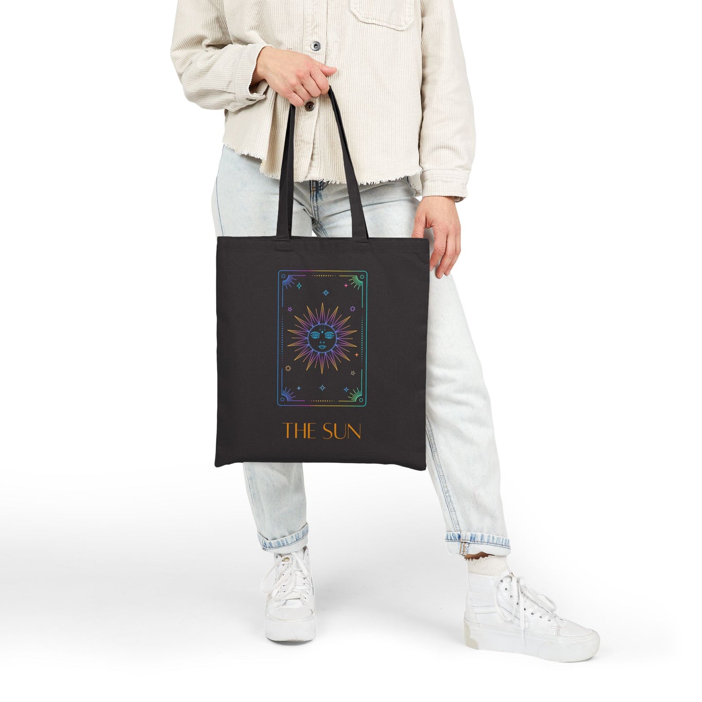 Iridescent Sun & Moon Tote Bag- Black & Beige