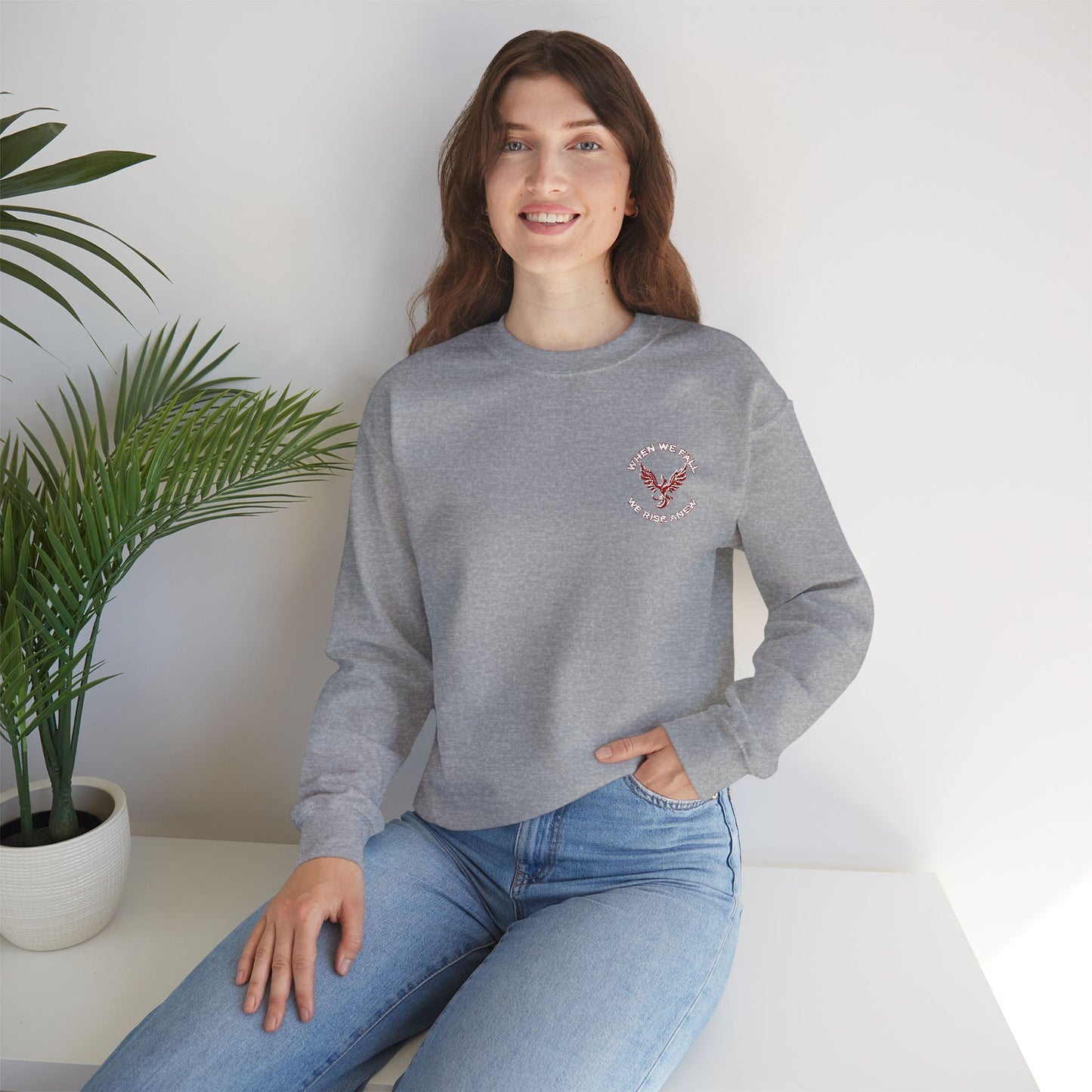 Phoenix Rising Embroidery Crewneck - Cozy Unisex Sweatshirt - Comfortable Crewneck for All Seasons, Perfect Gift for Friends, Stylish Casual Wear, Great for Fall and Winter