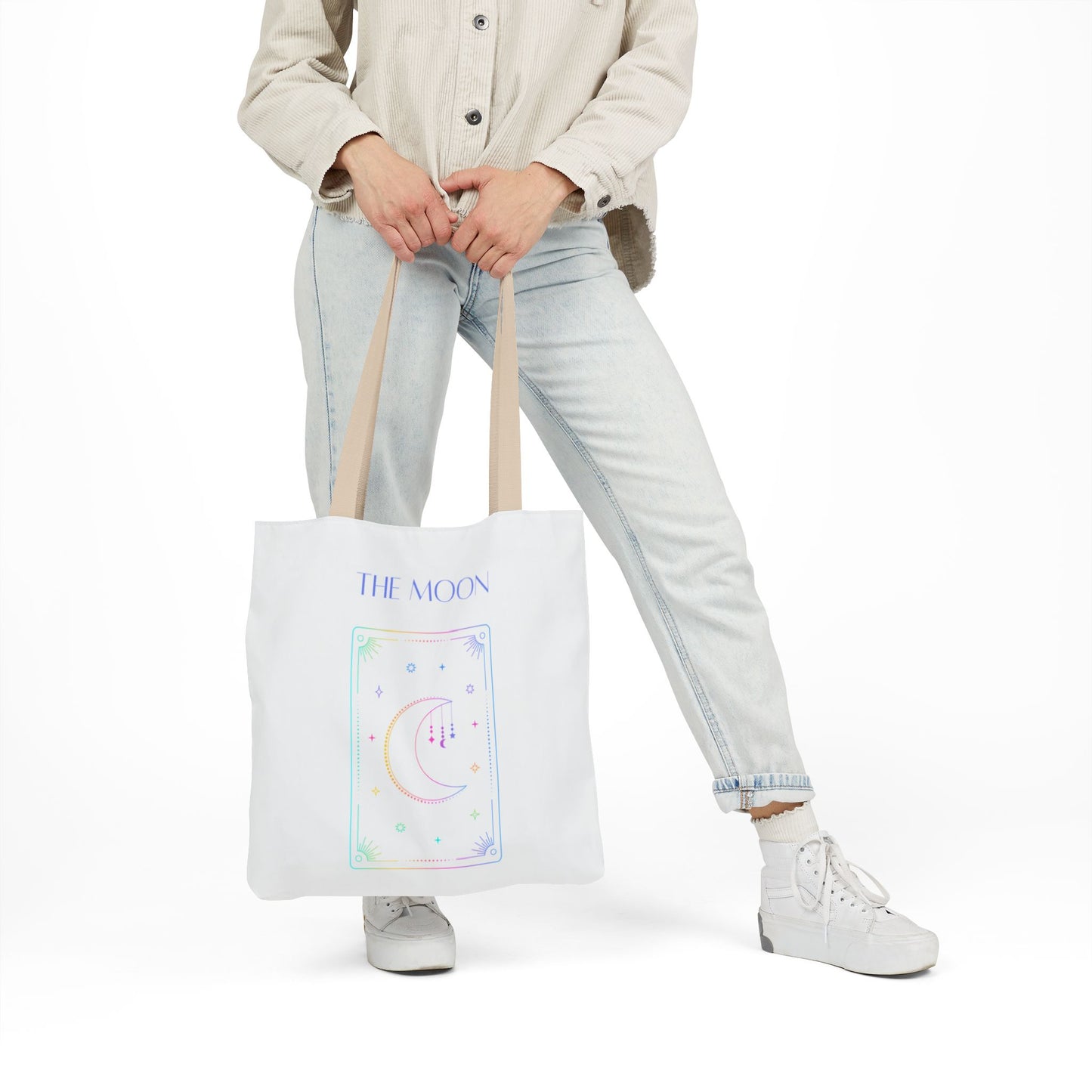 Iridescent Sun & Moon -Canvas Tote Bag, 5-Color Straps