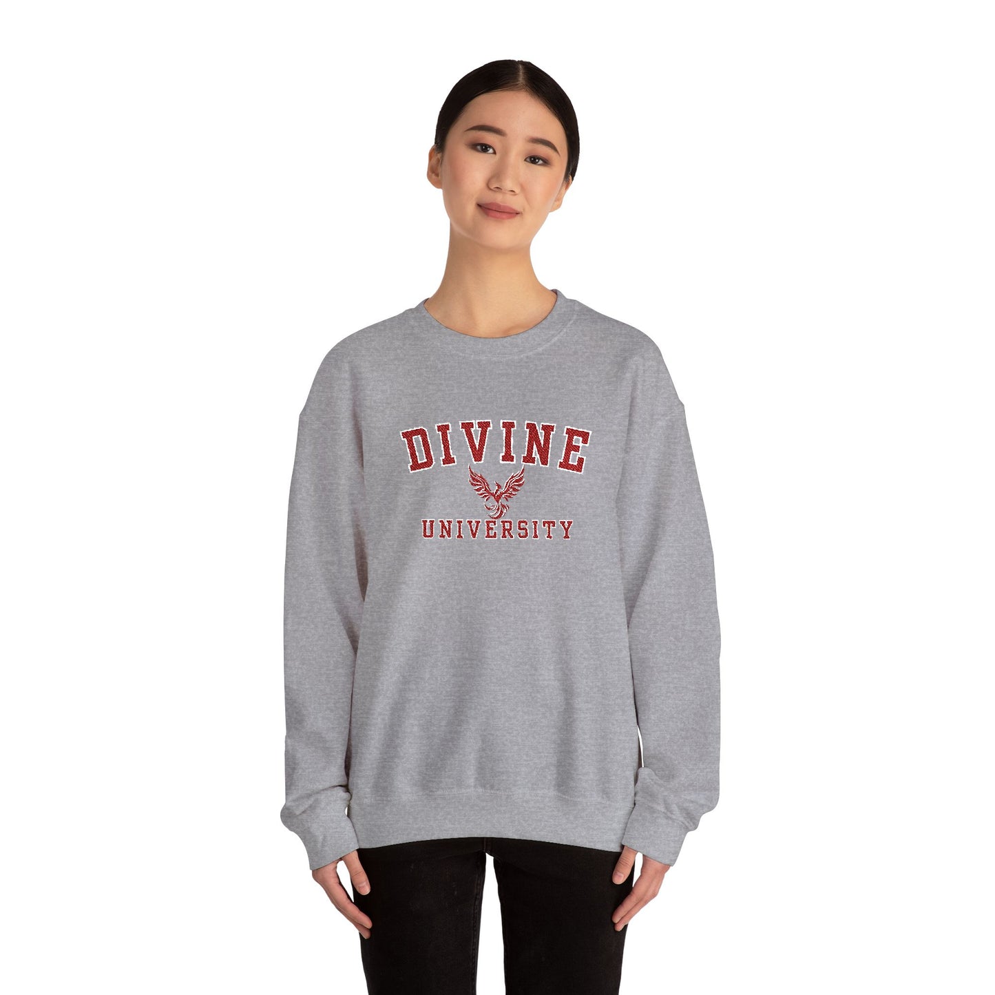 DIVINE UNIVERSITY Solid Print- Crewneck Sweatshirt