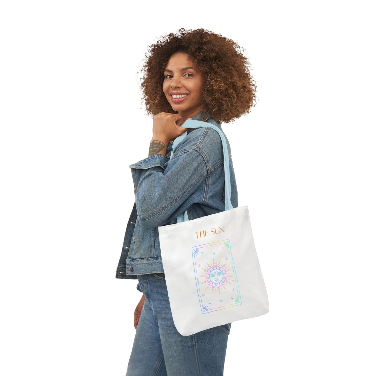 Iridescent Sun & Moon -Canvas Tote Bag, 5-Color Straps