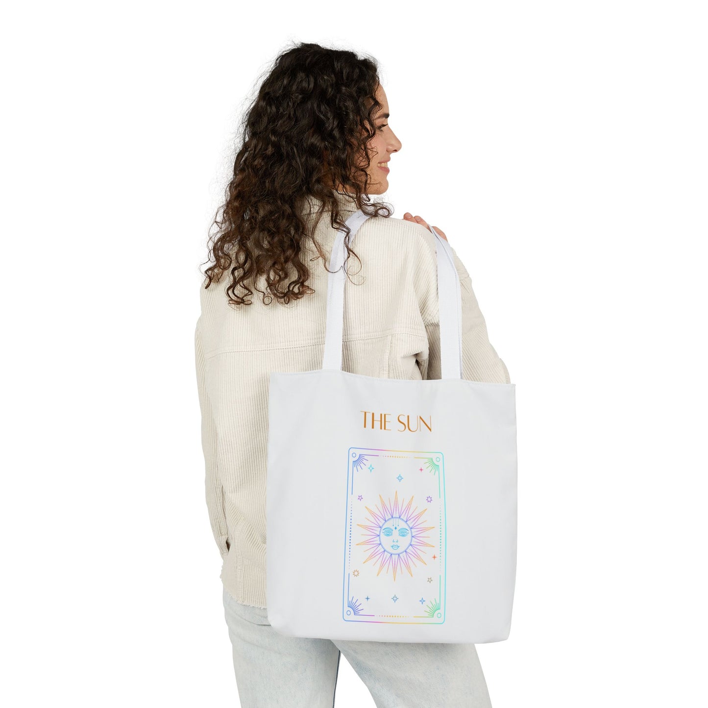 Iridescent Sun & Moon -Canvas Tote Bag, 5-Color Straps