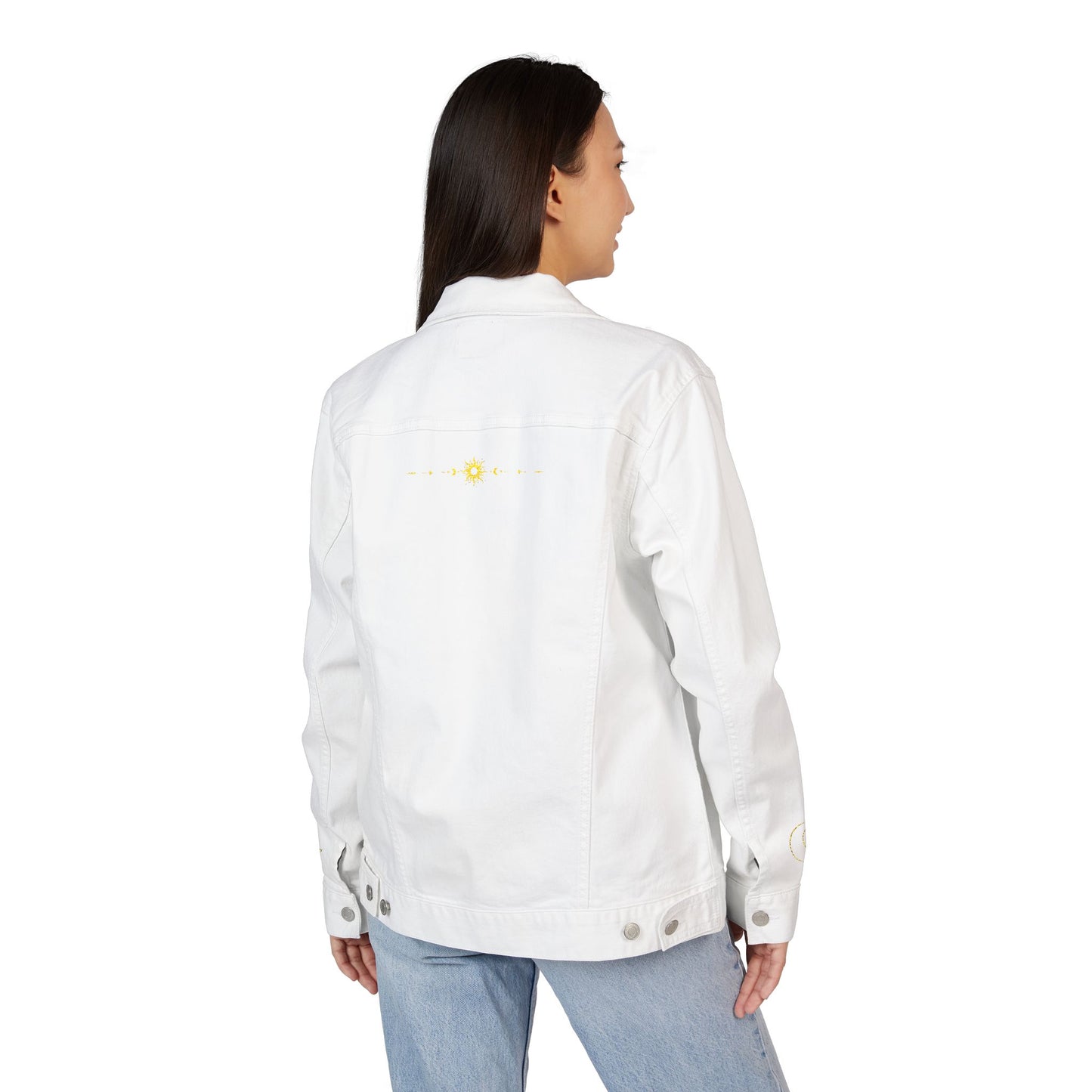 Sun & Moon Eclipse Denim Jacket ( Gold Embroidery)