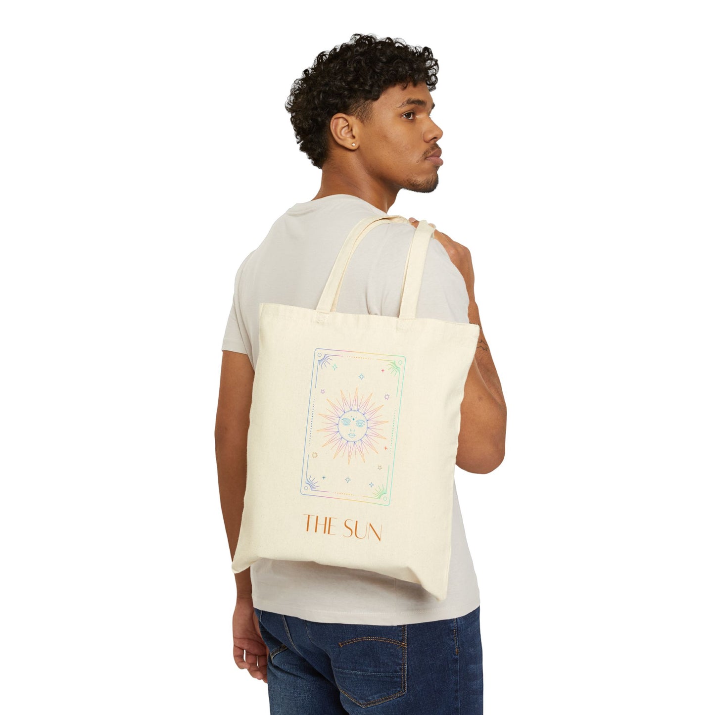 Iridescent Sun & Moon Tote Bag- Black & Beige