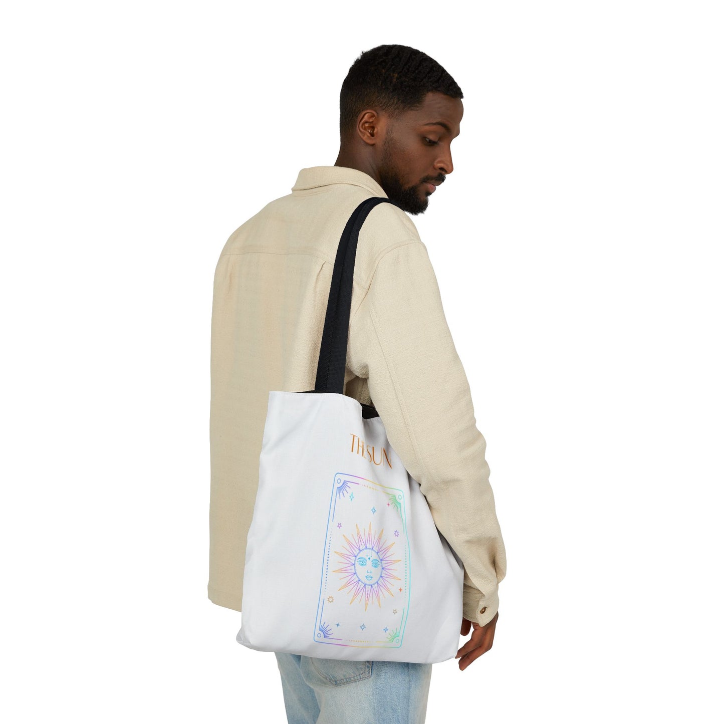 Iridescent Sun & Moon -Canvas Tote Bag, 5-Color Straps