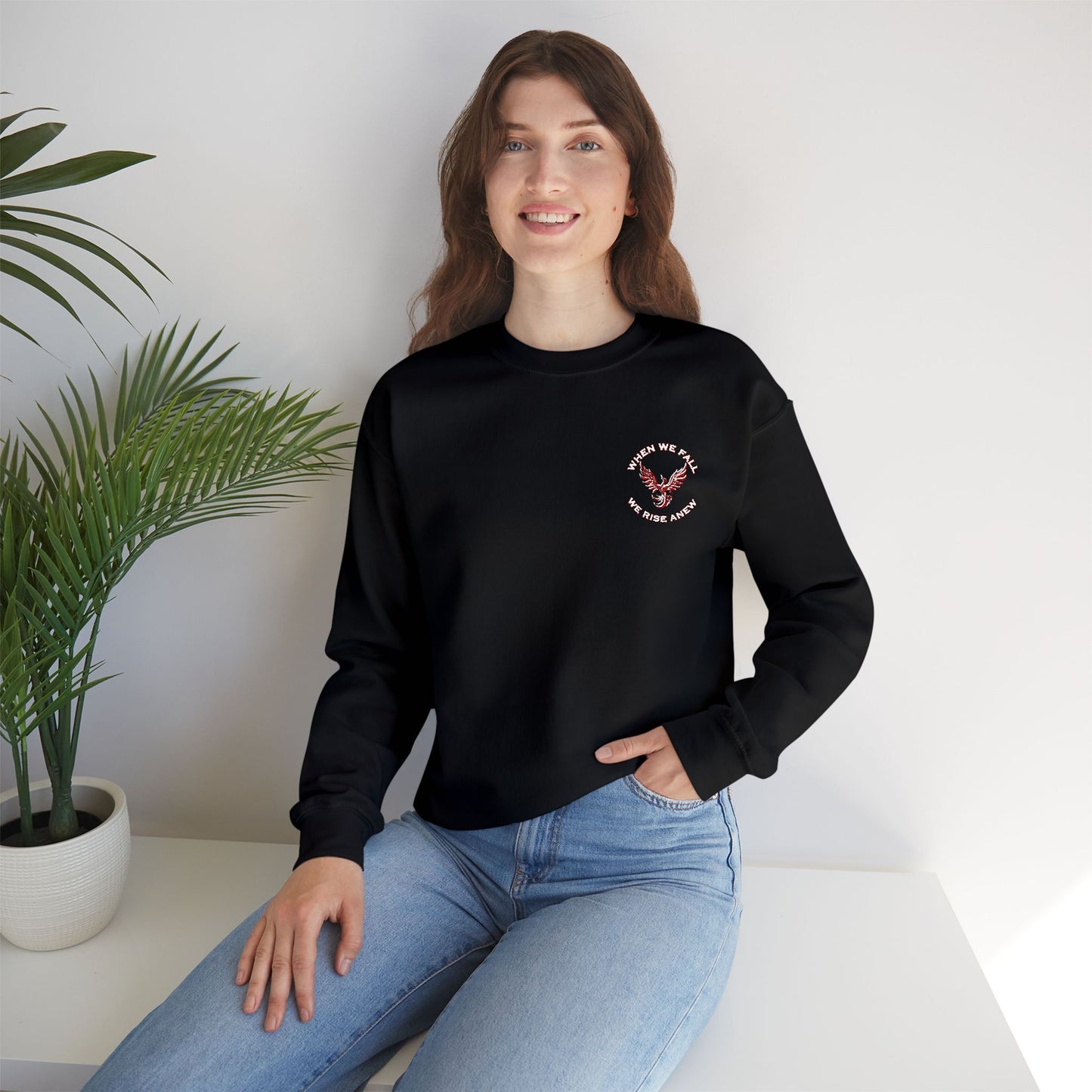 Phoenix Rising Embroidery Crewneck - Cozy Unisex Sweatshirt - Comfortable Crewneck for All Seasons, Perfect Gift for Friends, Stylish Casual Wear, Great for Fall and Winter