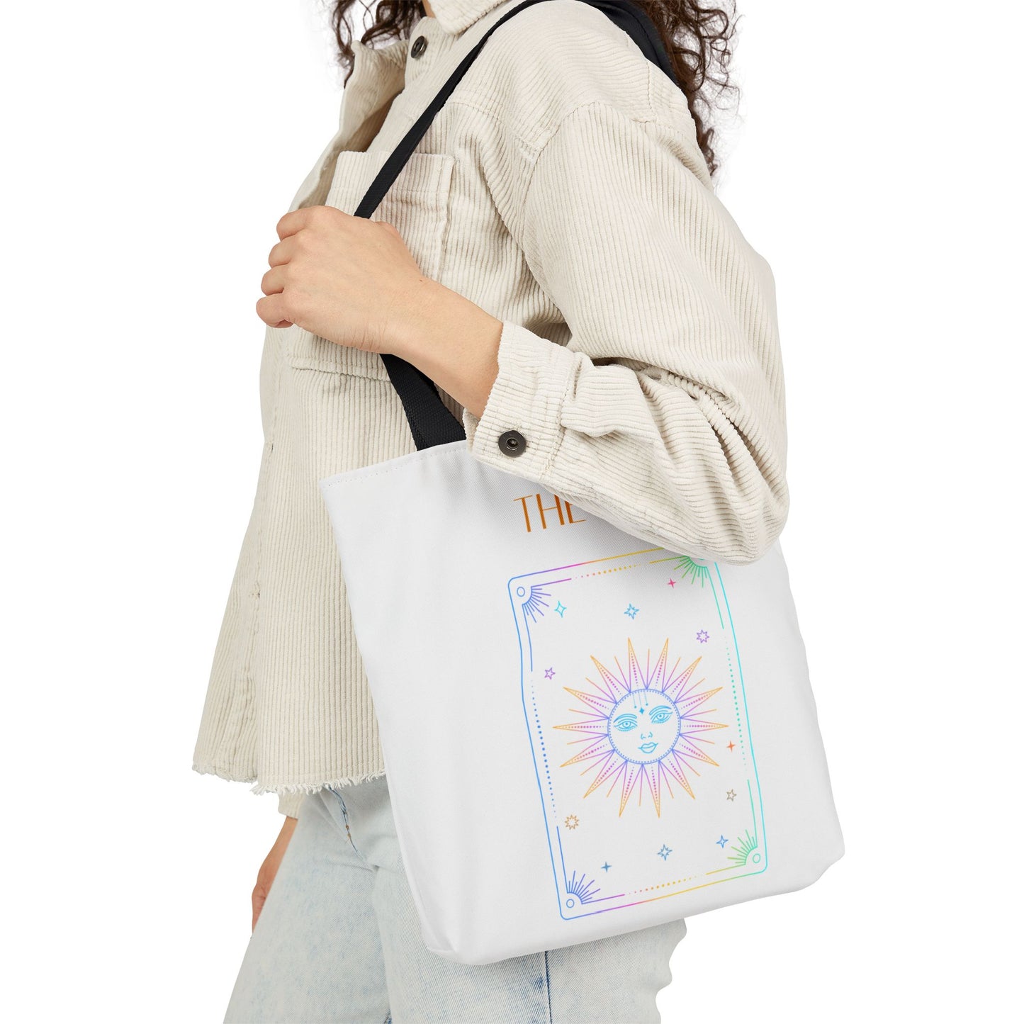 Iridescent Sun & Moon -Canvas Tote Bag, 5-Color Straps