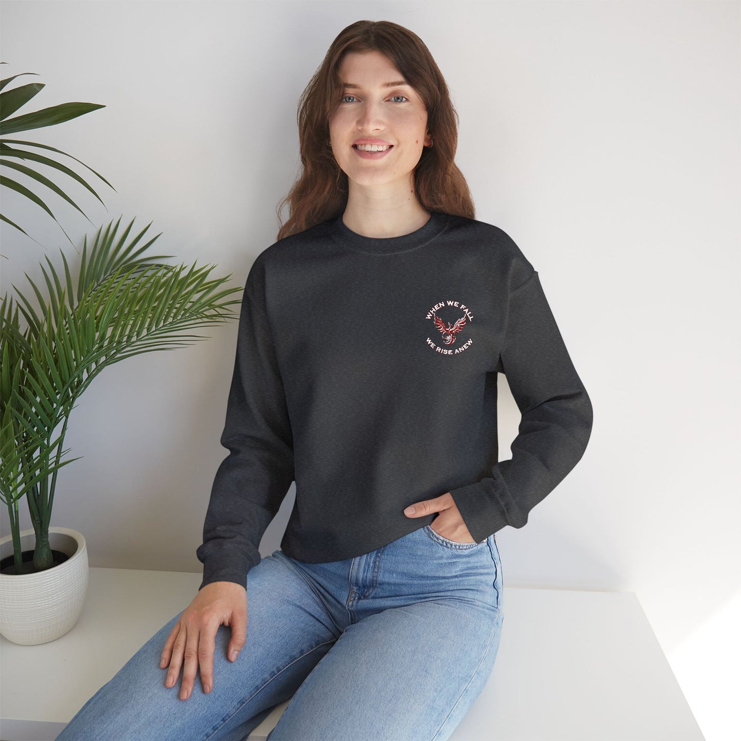 Phoenix Rising Embroidery Crewneck - Cozy Unisex Sweatshirt - Comfortable Crewneck for All Seasons, Perfect Gift for Friends, Stylish Casual Wear, Great for Fall and Winter