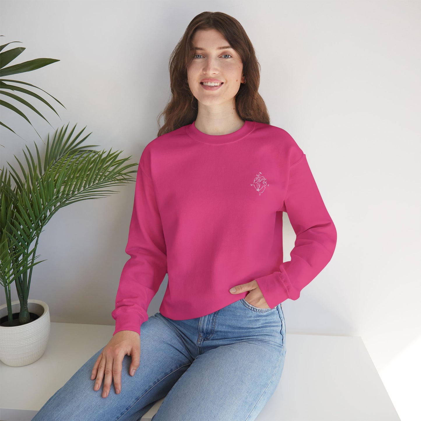 Heartled Crewneck Sweatshirt-Embroidery (Heavy Blend)