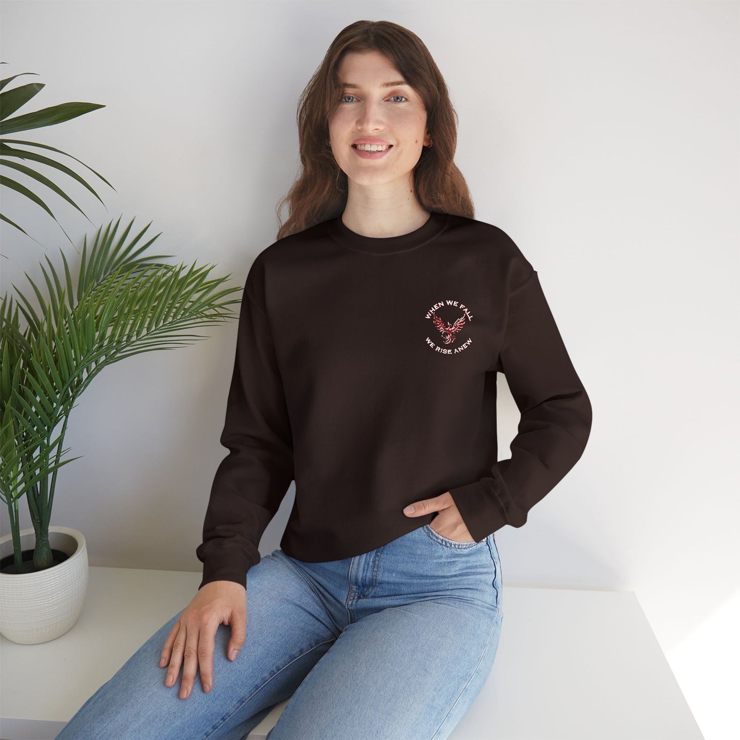 Phoenix Rising Embroidery Crewneck - Cozy Unisex Sweatshirt - Comfortable Crewneck for All Seasons, Perfect Gift for Friends, Stylish Casual Wear, Great for Fall and Winter