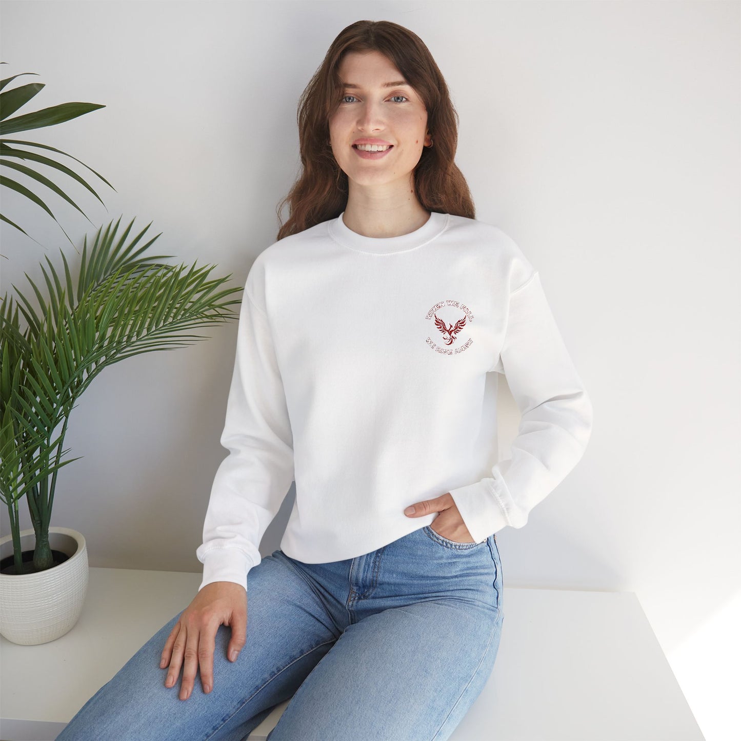 Phoenix Rising Embroidery Crewneck - Cozy Unisex Sweatshirt - Comfortable Crewneck for All Seasons, Perfect Gift for Friends, Stylish Casual Wear, Great for Fall and Winter
