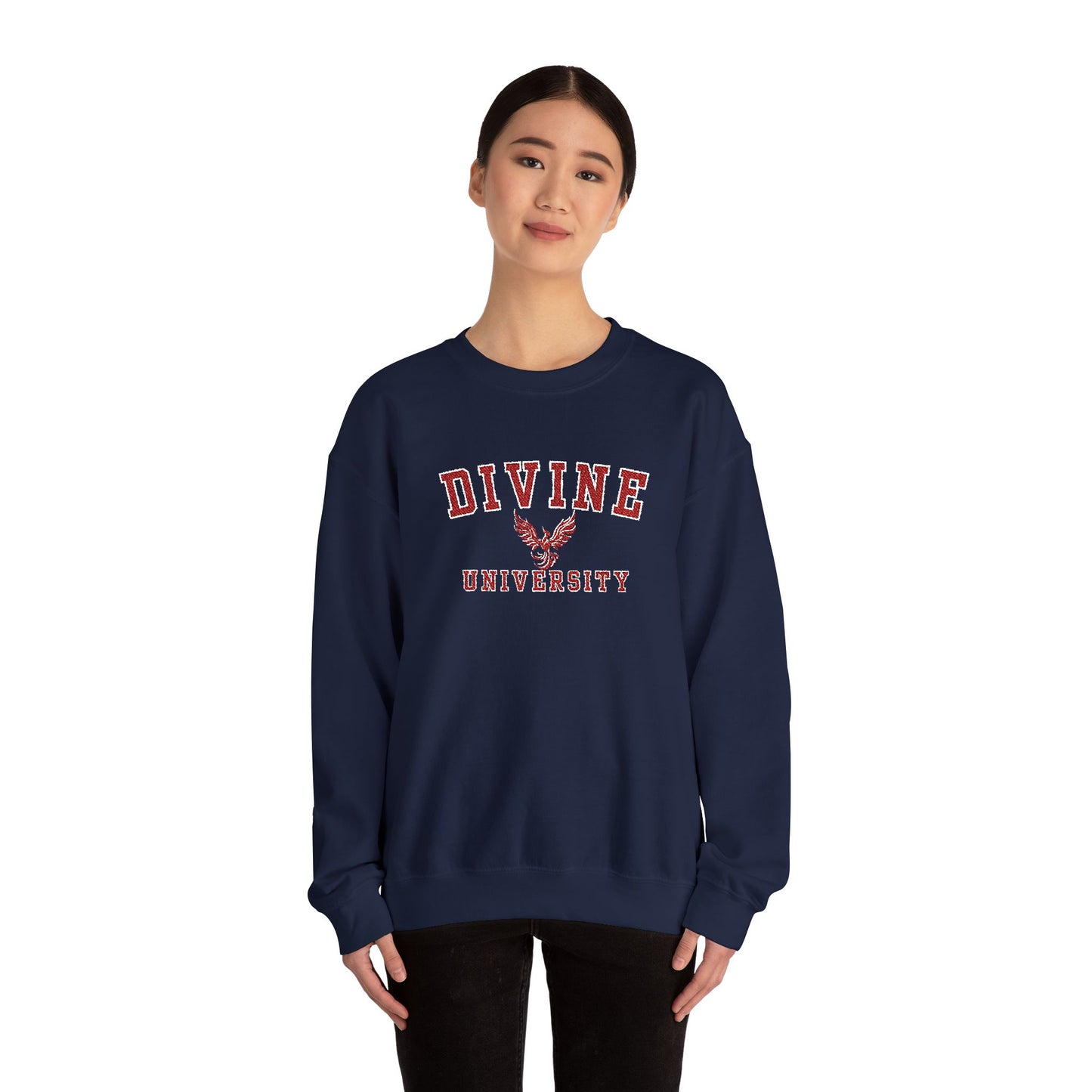 DIVINE UNIVERSITY Solid Print- Crewneck Sweatshirt