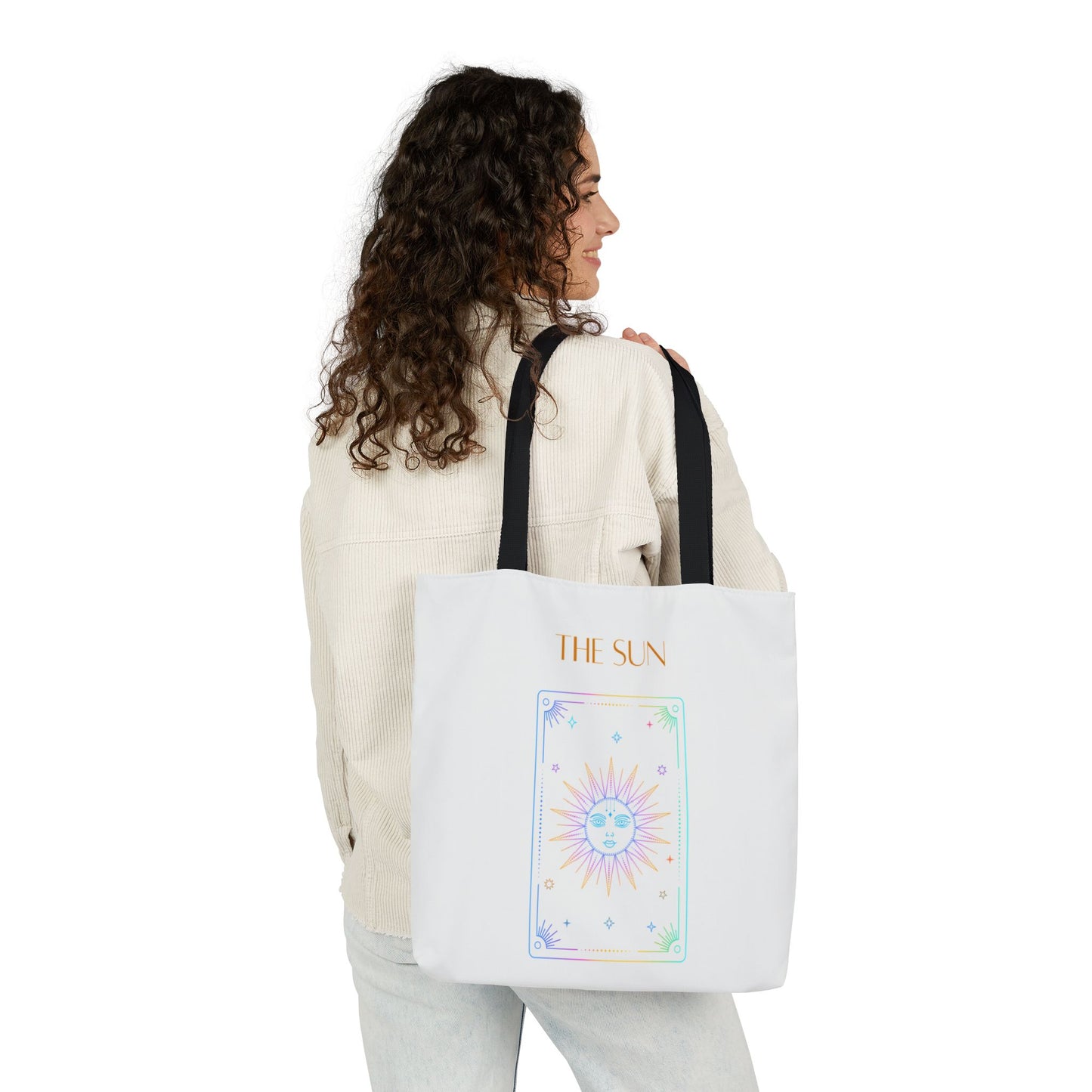 Iridescent Sun & Moon -Canvas Tote Bag, 5-Color Straps