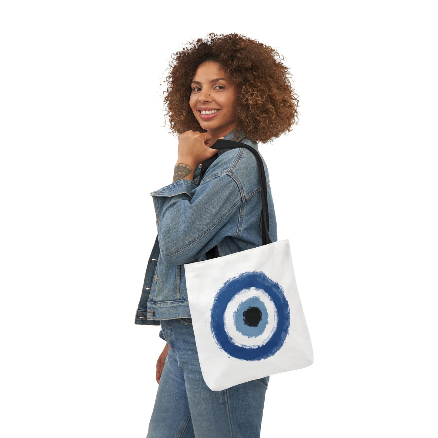 Evil Eye Protected Tote Bag, Color Straps