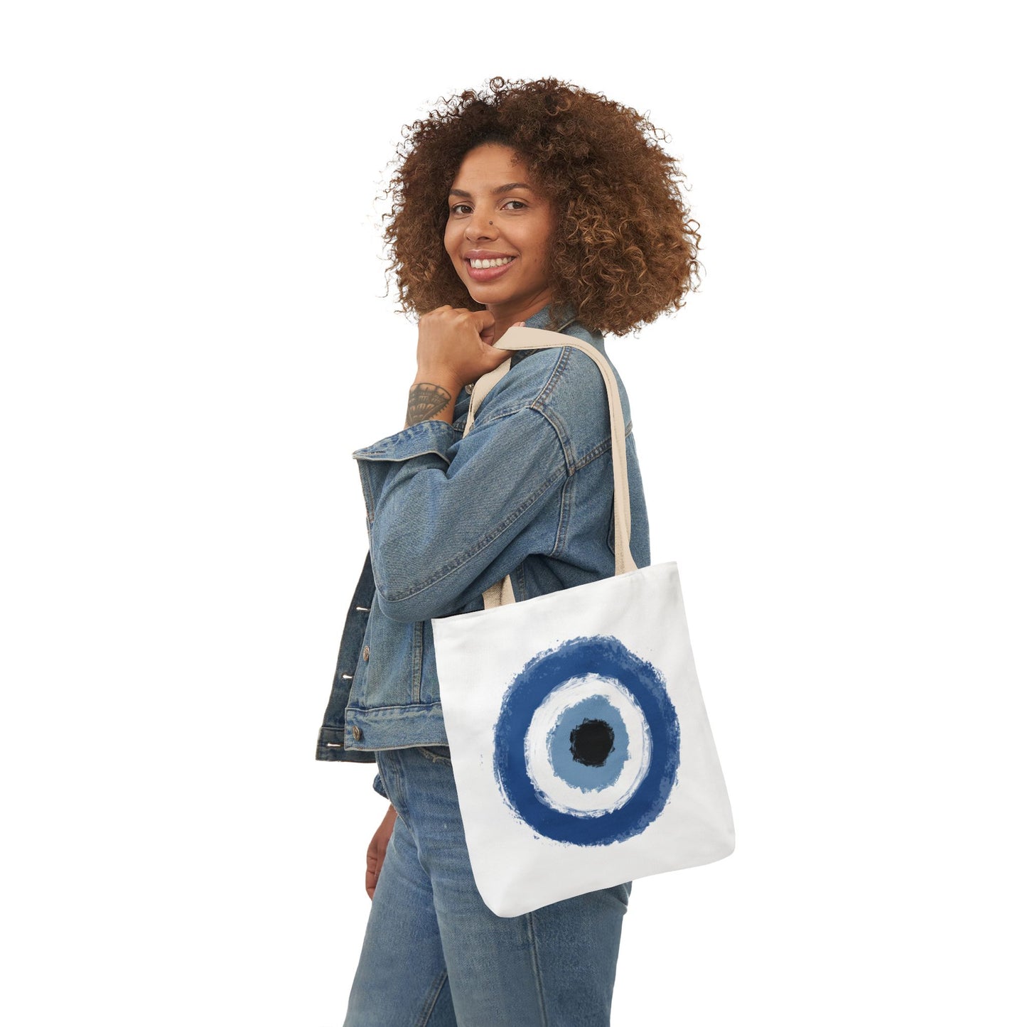 Evil Eye Protected Tote Bag, Color Straps