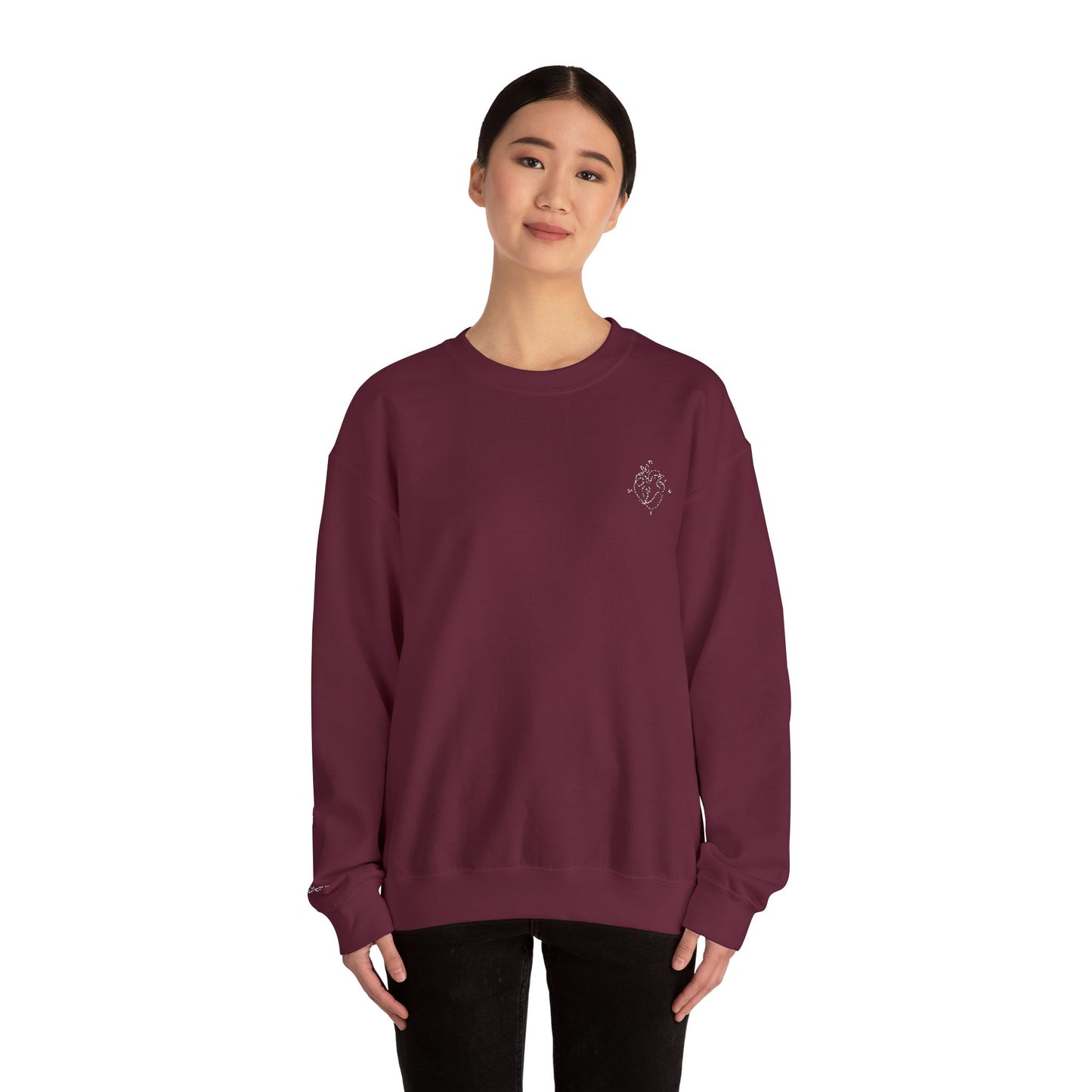 Heartled Crewneck Sweatshirt-Embroidery (Heavy Blend)