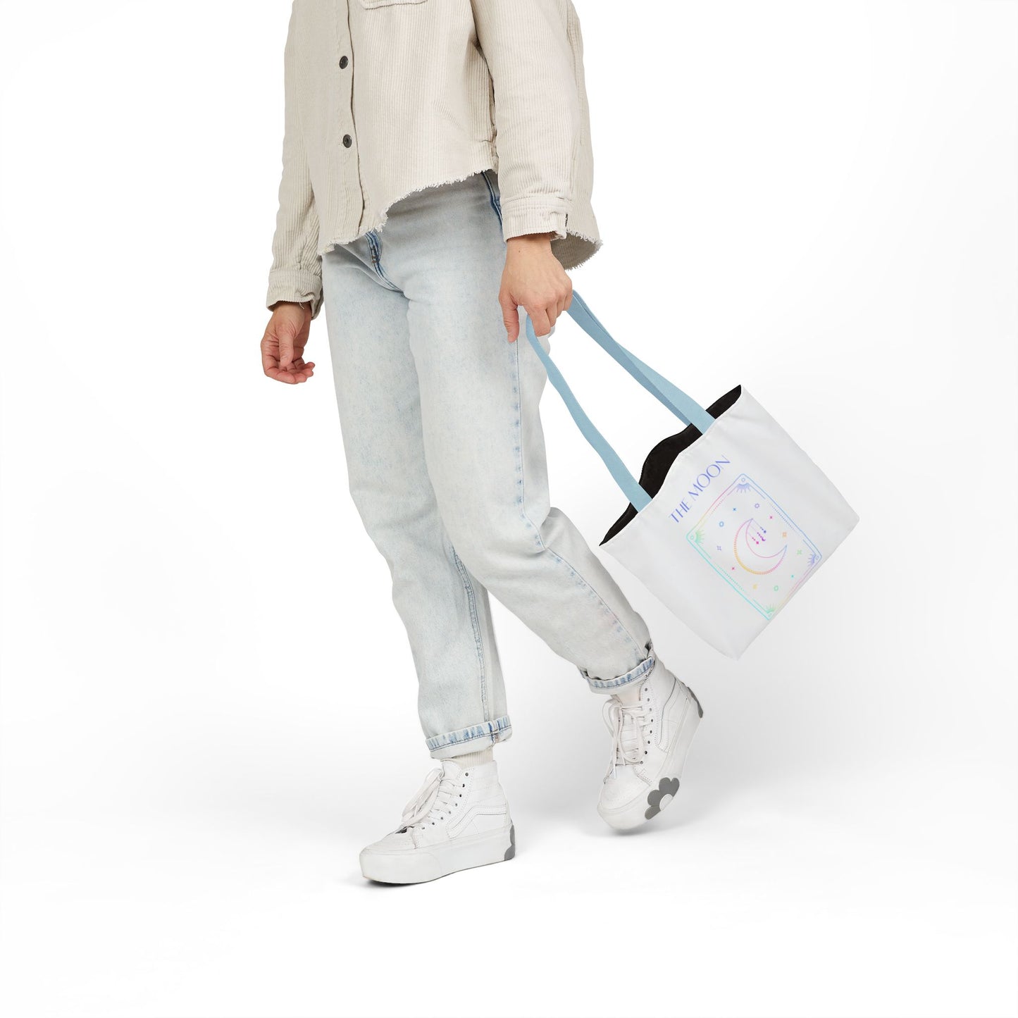 Iridescent Sun & Moon -Canvas Tote Bag, 5-Color Straps