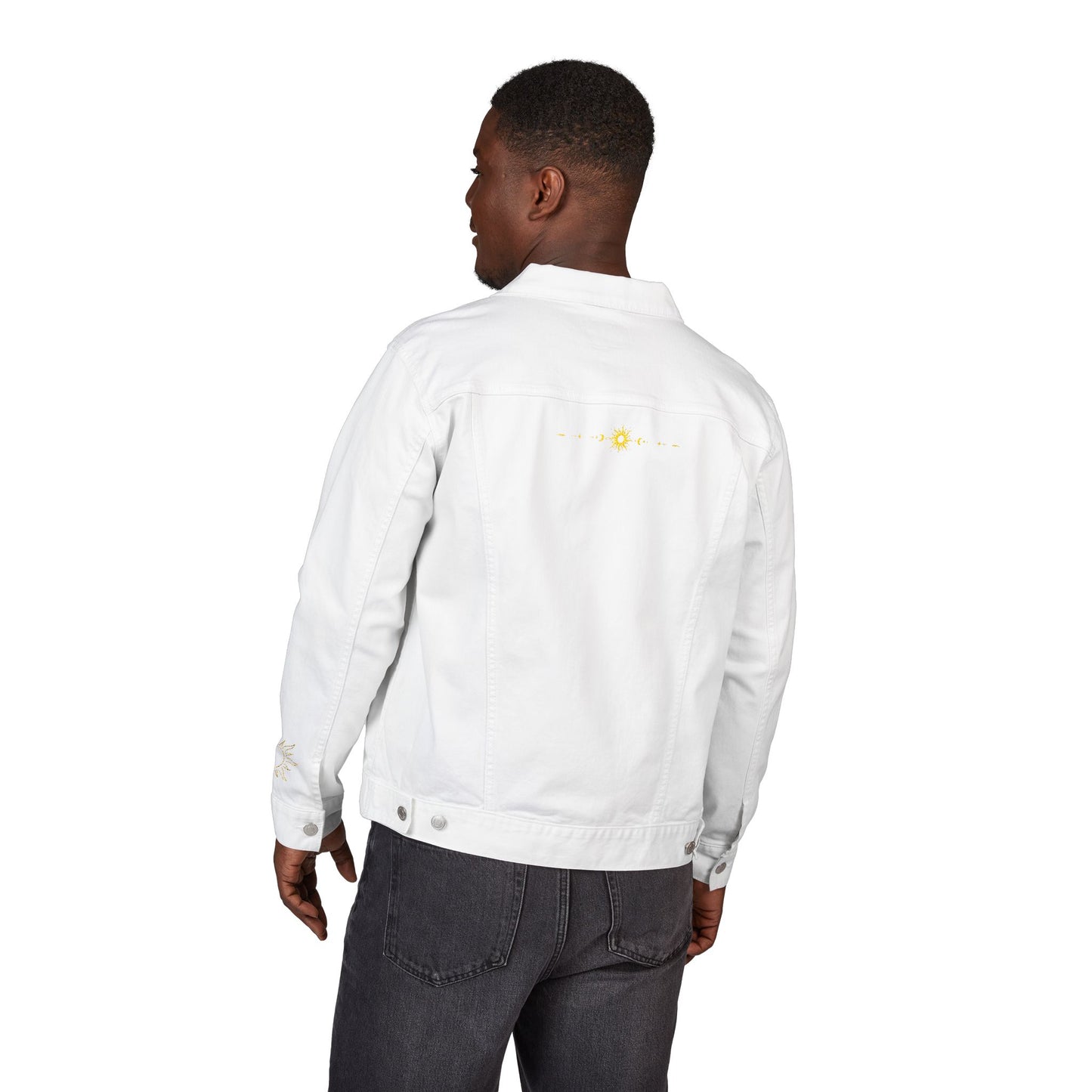 Sun & Moon Eclipse Denim Jacket ( Gold Embroidery)