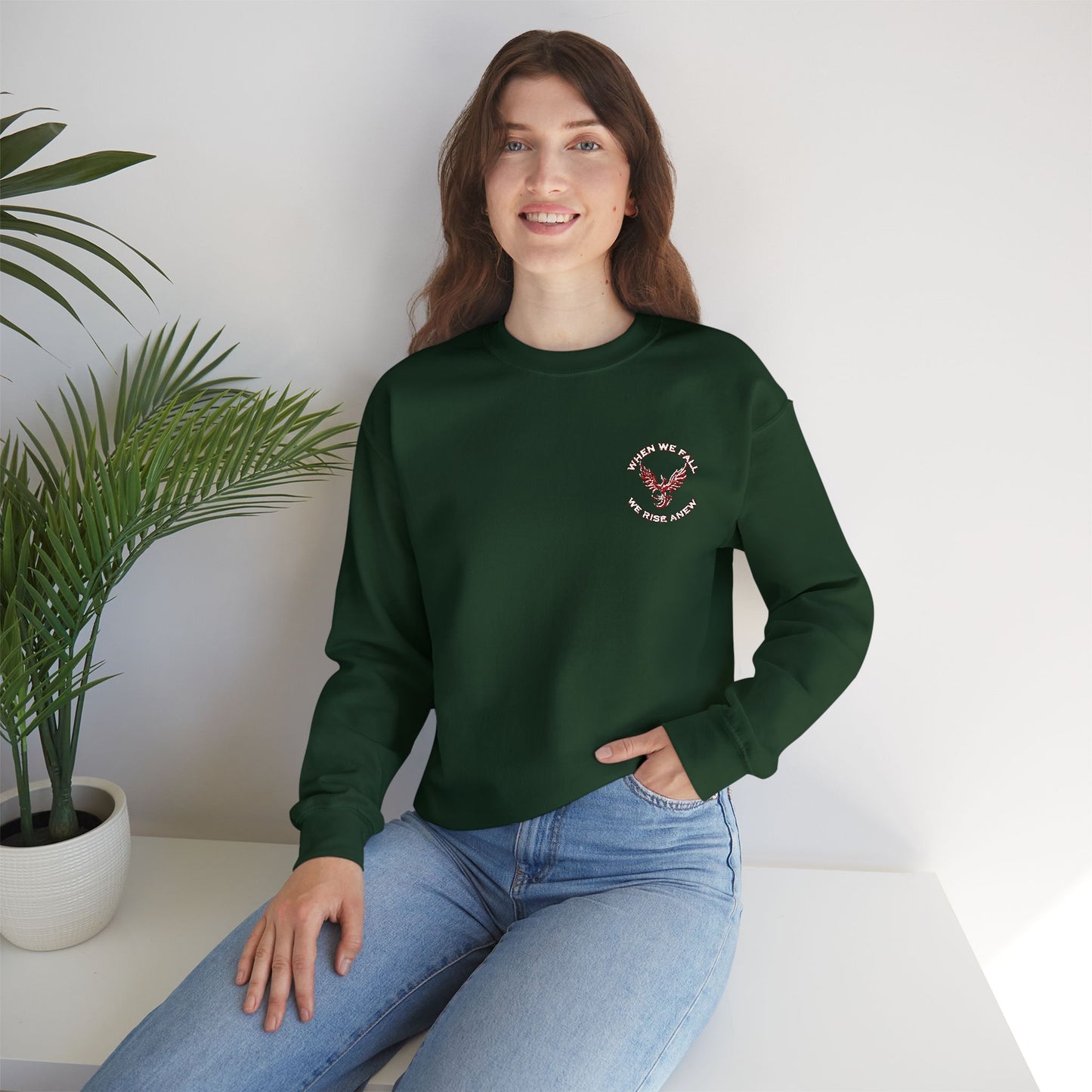 Phoenix Rising Embroidery Crewneck - Cozy Unisex Sweatshirt - Comfortable Crewneck for All Seasons, Perfect Gift for Friends, Stylish Casual Wear, Great for Fall and Winter