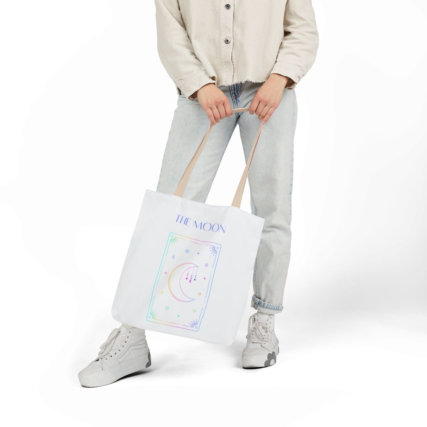 Iridescent Sun & Moon -Canvas Tote Bag, 5-Color Straps