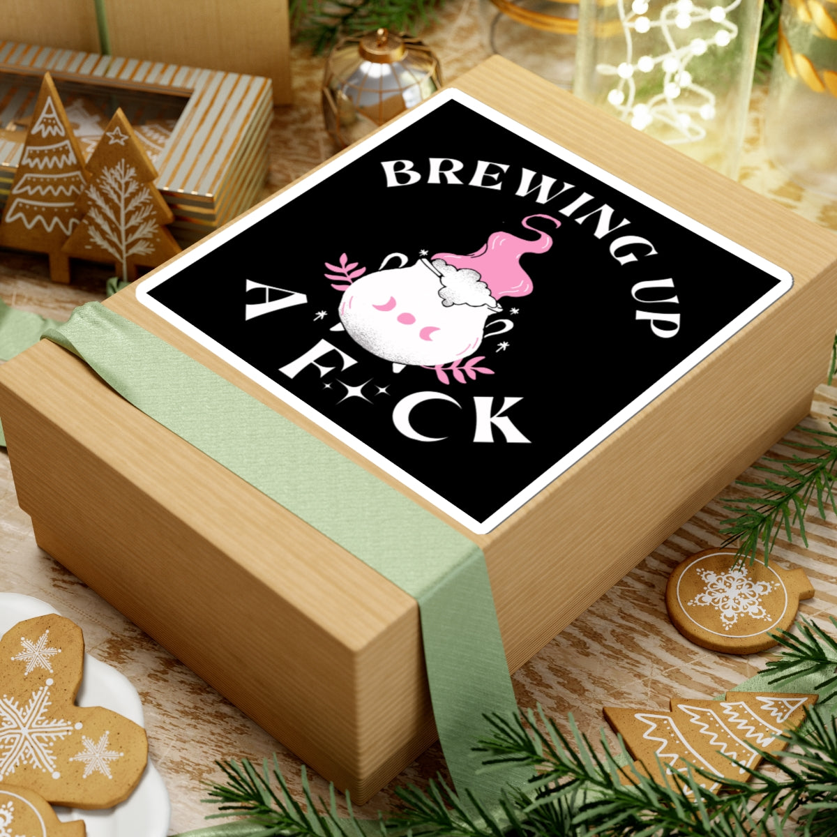 Brewing Up A F*ck- Funny Witchy Kiss-Cut Stickers, Cute Witch Stickers, Laptop Decals, Gift for Witches, Spooky Decor, Halloween Vibes