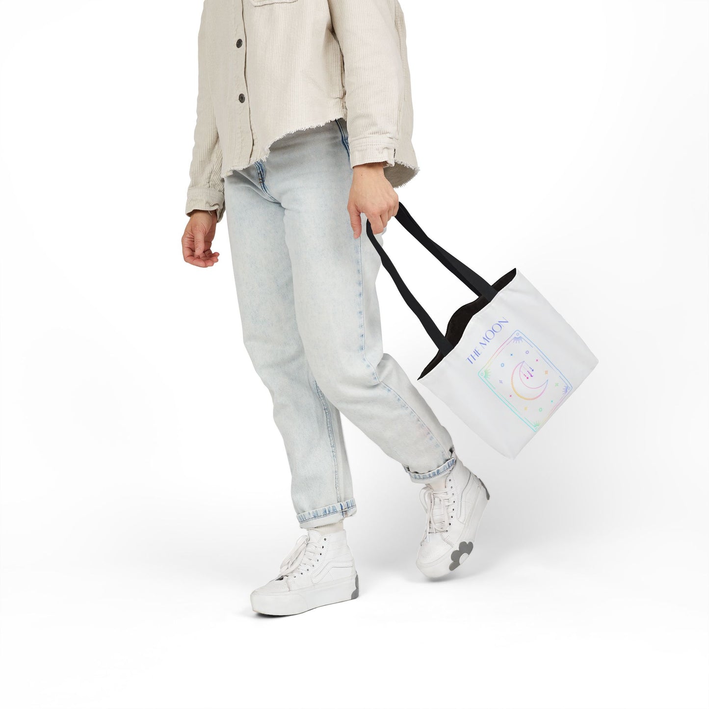 Iridescent Sun & Moon -Canvas Tote Bag, 5-Color Straps