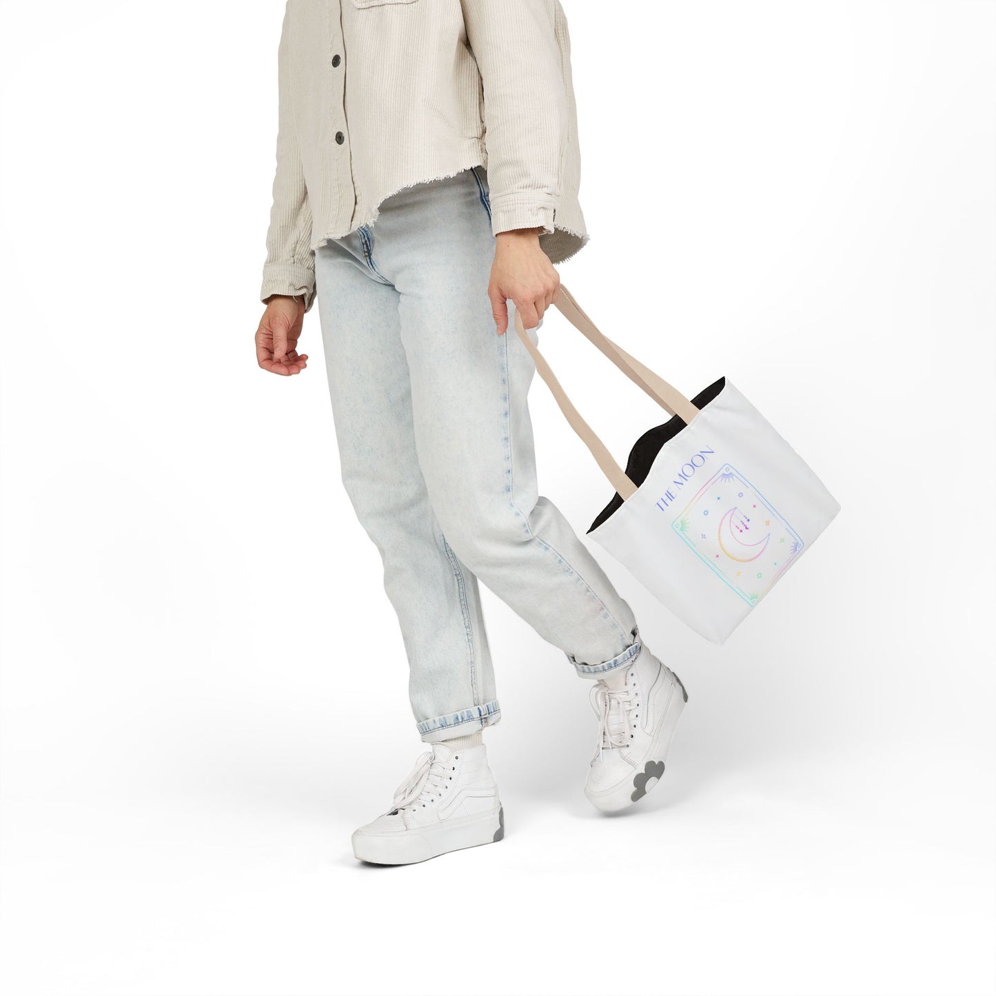 Iridescent Sun & Moon -Canvas Tote Bag, 5-Color Straps