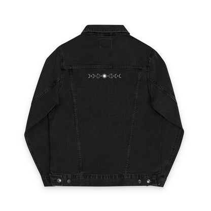 Sun & Moon Eclipse Denim Jacket (Silver Embroidery)