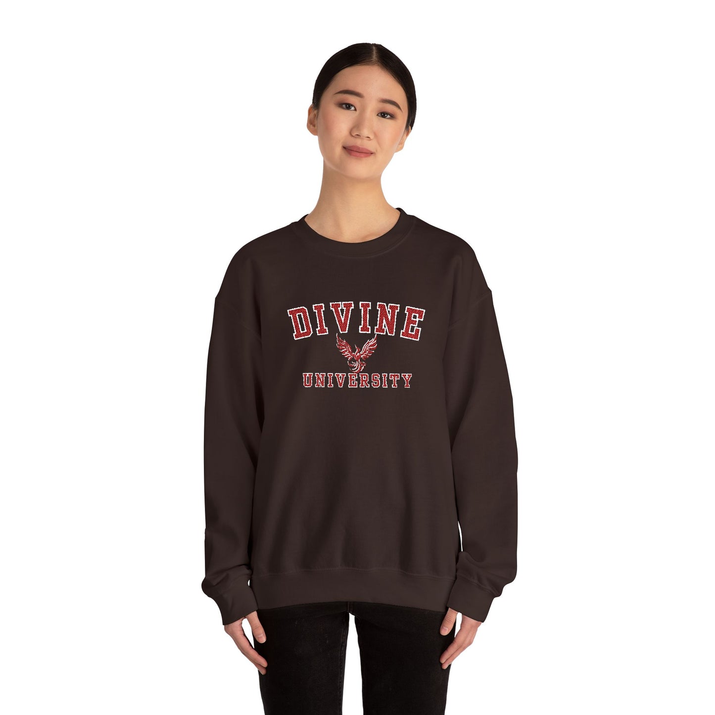 DIVINE UNIVERSITY Solid Print- Crewneck Sweatshirt