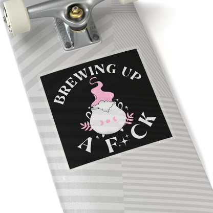 Brewing Up A F*ck- Funny Witchy Kiss-Cut Stickers, Cute Witch Stickers, Laptop Decals, Gift for Witches, Spooky Decor, Halloween Vibes