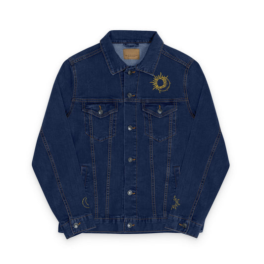 Sun & Moon Eclipse Denim Jacket ( Gold Embroidery)