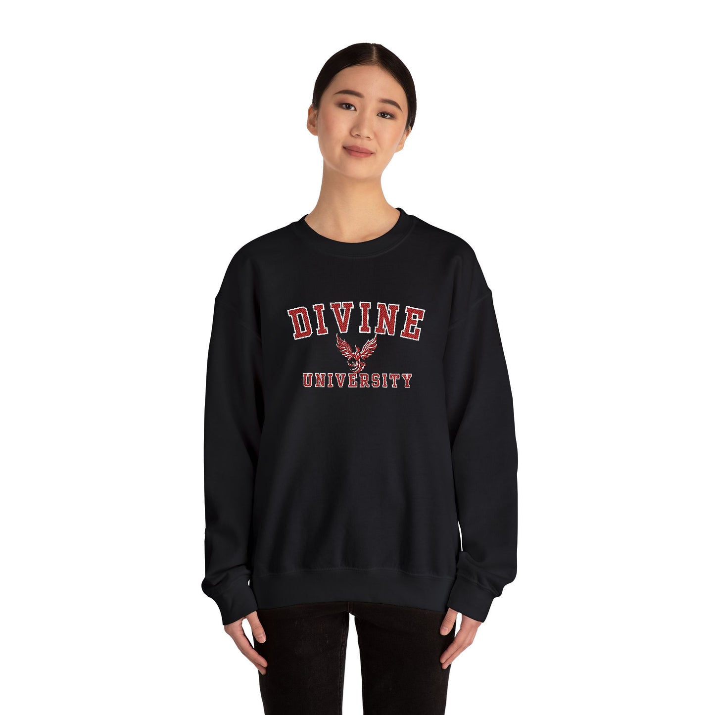 DIVINE UNIVERSITY Solid Print- Crewneck Sweatshirt