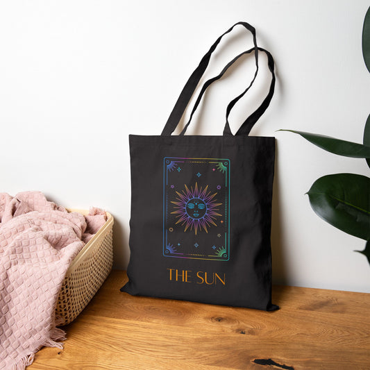 Iridescent Sun & Moon Tote Bag- Black & Beige