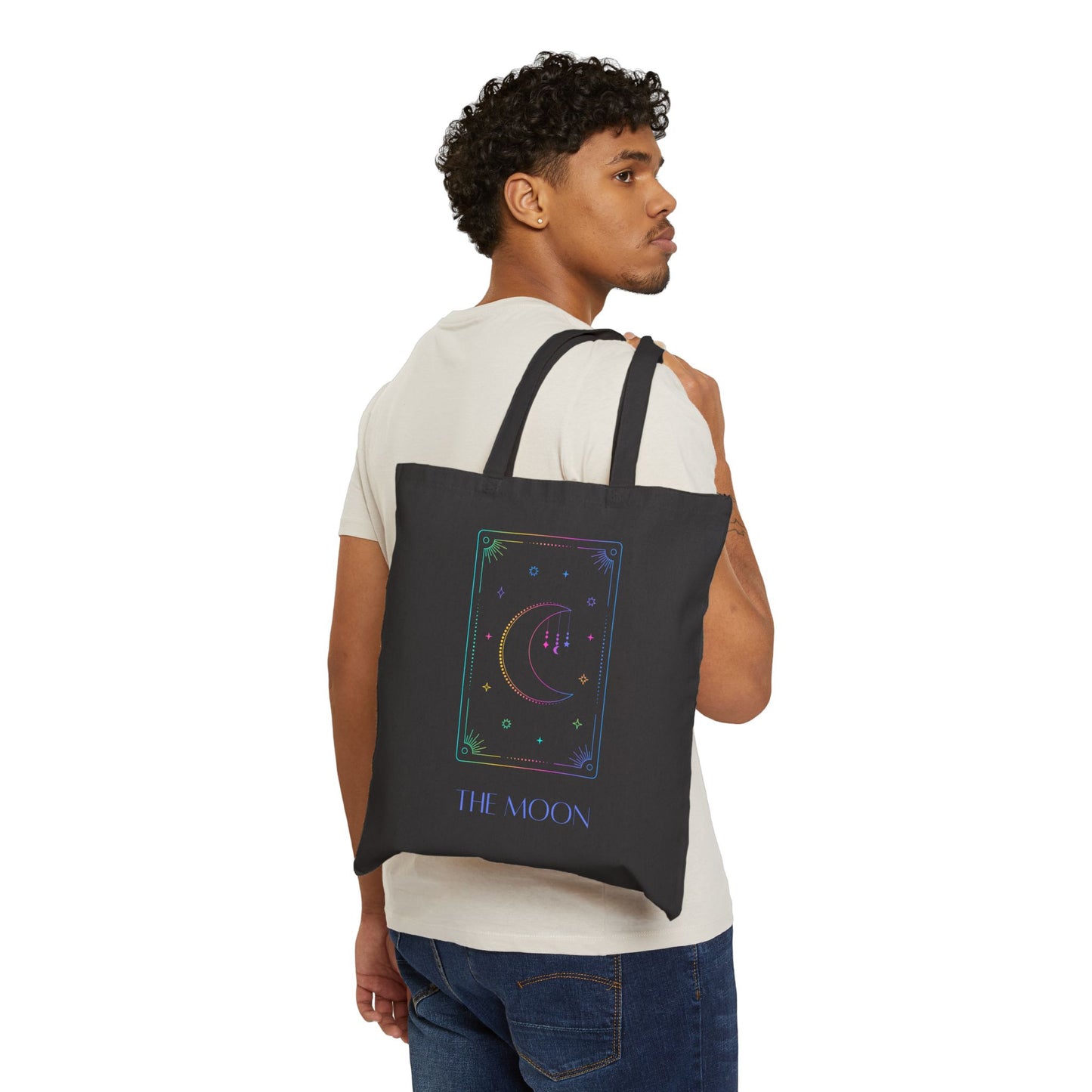 Iridescent Sun & Moon Tote Bag- Black & Beige