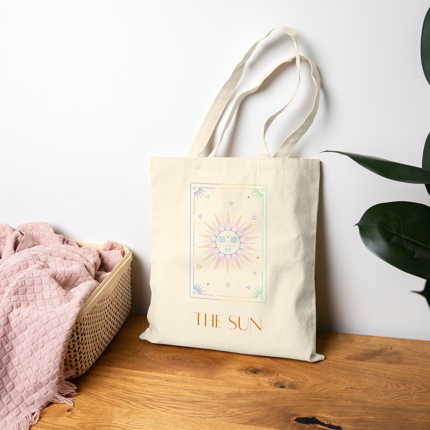 Iridescent Sun & Moon Tote Bag- Black & Beige