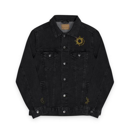 Sun & Moon Eclipse Denim Jacket ( Gold Embroidery)