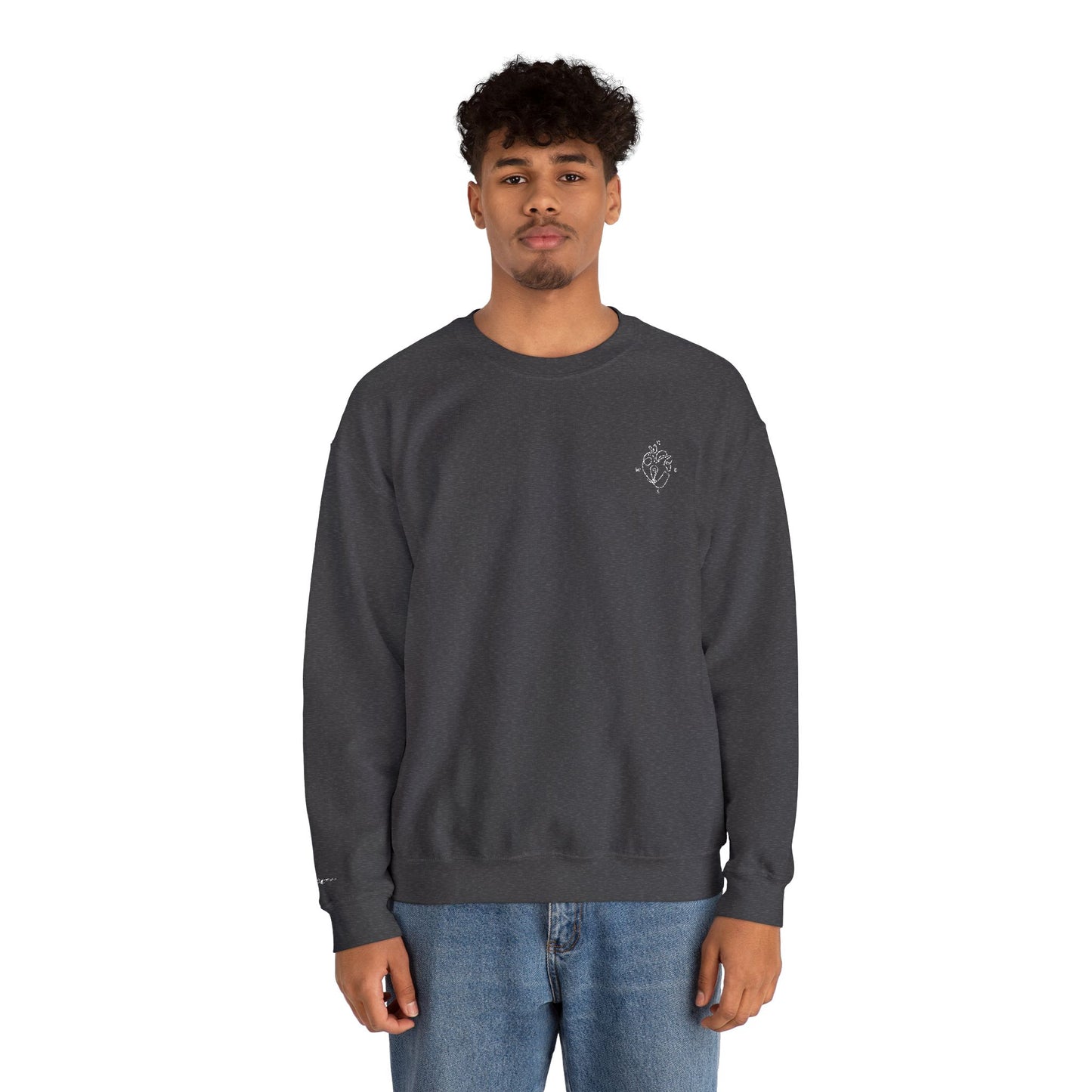 Heartled Crewneck Sweatshirt-Embroidery (Heavy Blend)