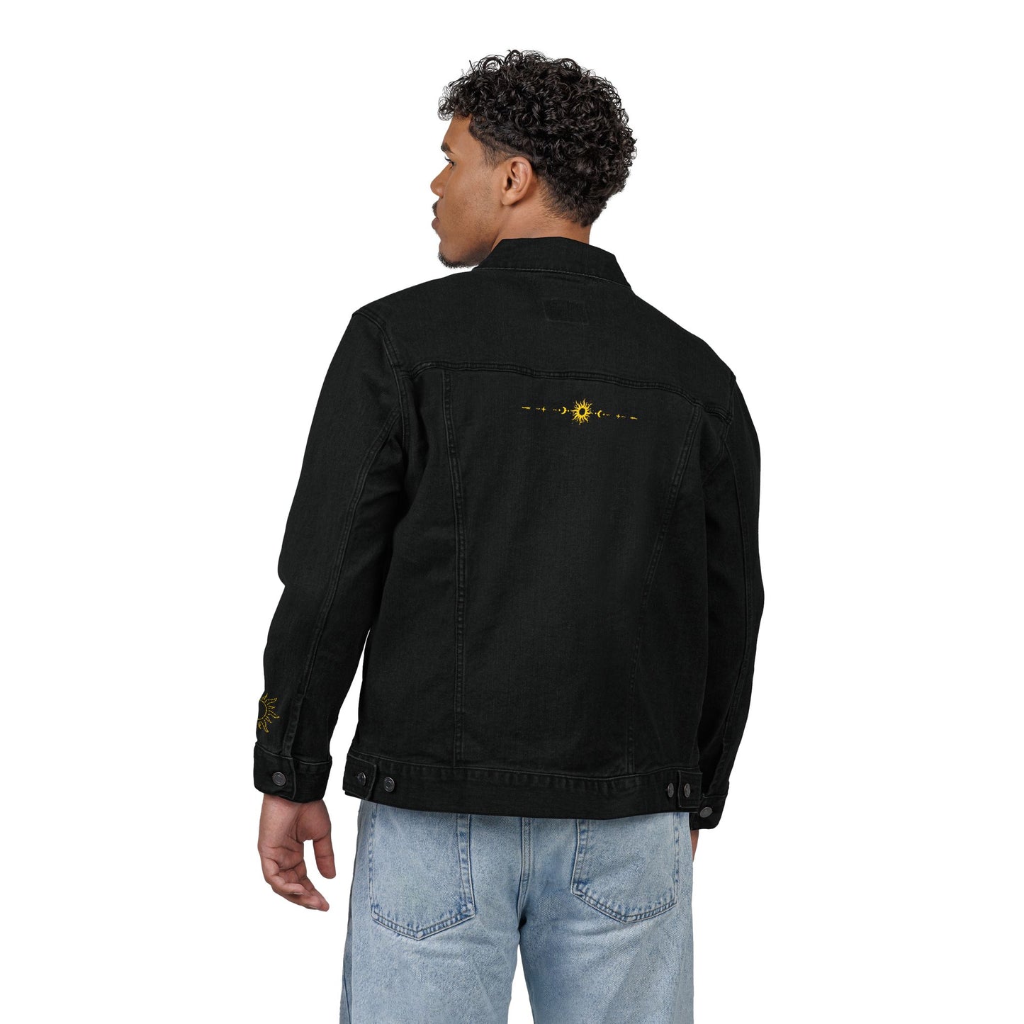 Sun & Moon Eclipse Denim Jacket ( Gold Embroidery)