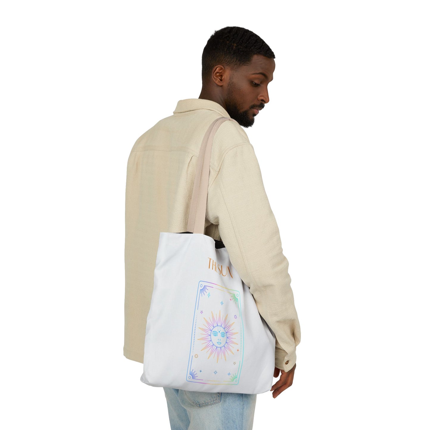 Iridescent Sun & Moon -Canvas Tote Bag, 5-Color Straps