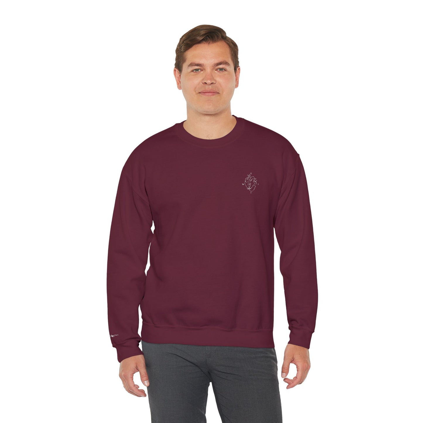 Heartled Crewneck Sweatshirt-Embroidery (Heavy Blend)