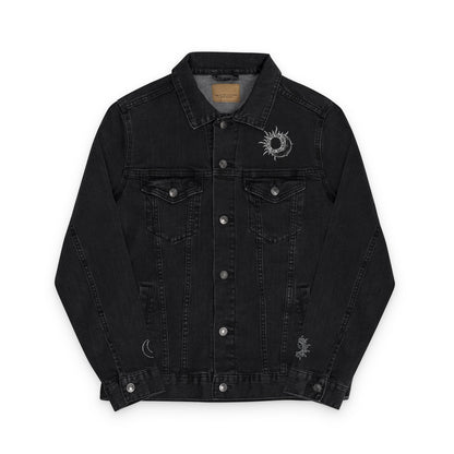 Sun & Moon Eclipse Denim Jacket (Silver Embroidery)
