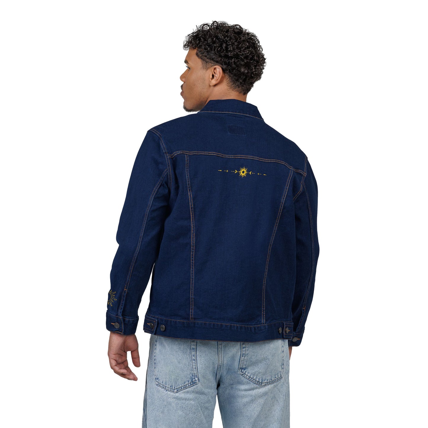 Sun & Moon Eclipse Denim Jacket ( Gold Embroidery)