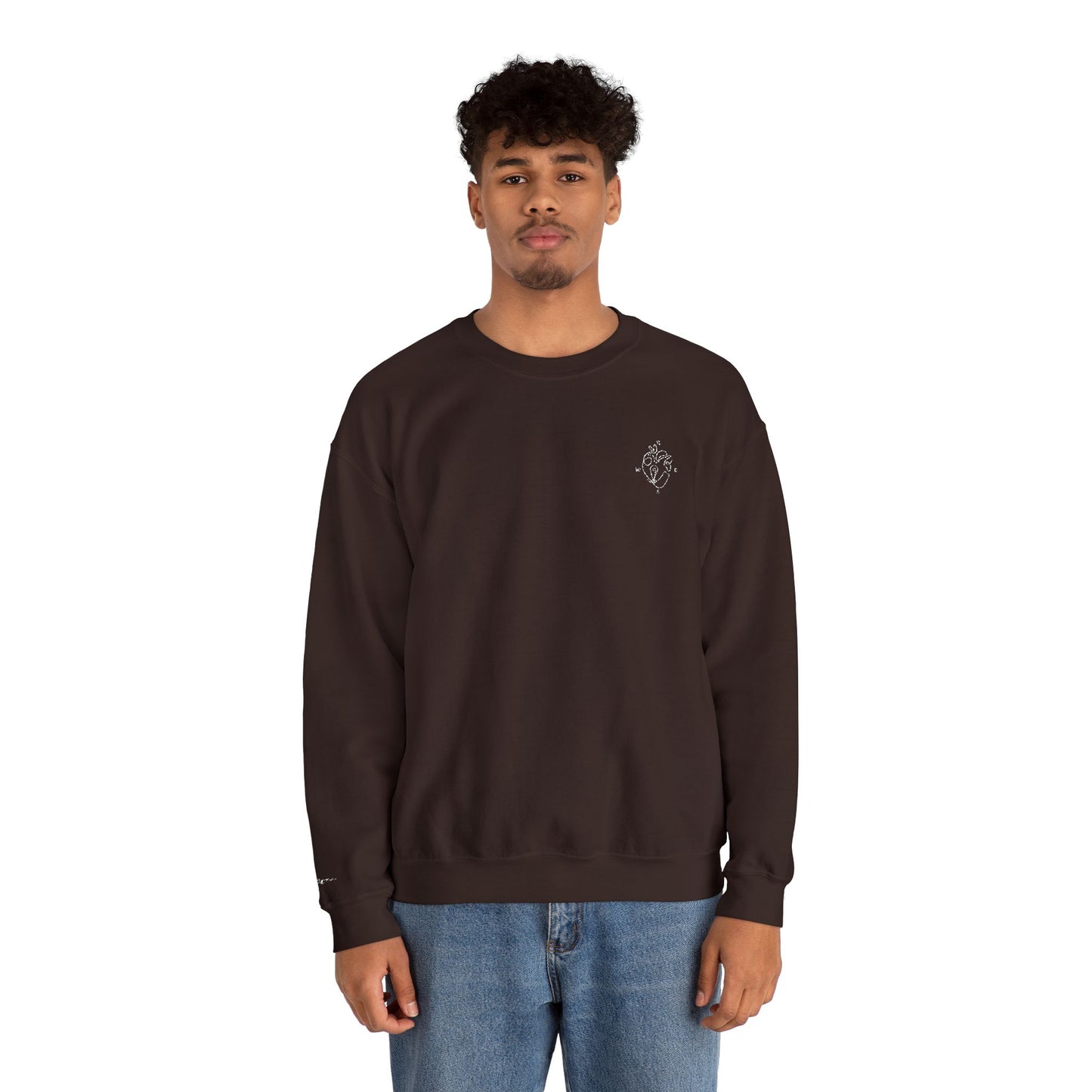 Heartled Crewneck Sweatshirt-Embroidery (Heavy Blend)