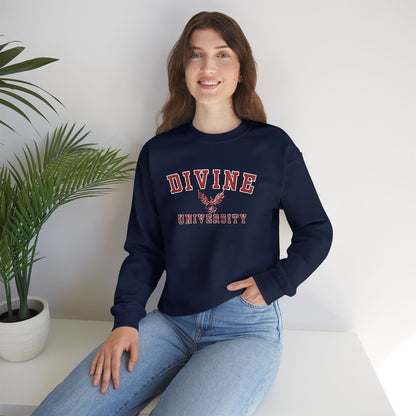 DIVINE UNIVERSITY Solid Print- Crewneck Sweatshirt