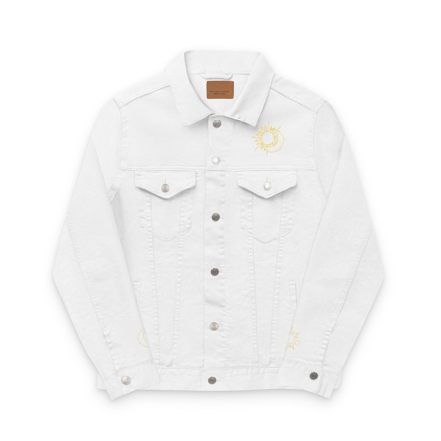 Sun & Moon Eclipse Denim Jacket ( Gold Embroidery)