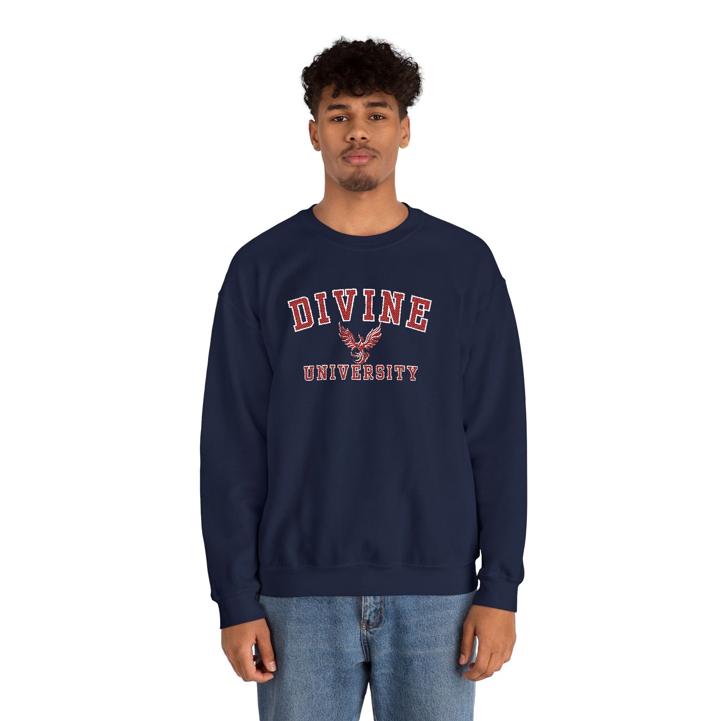 DIVINE UNIVERSITY Solid Print- Crewneck Sweatshirt