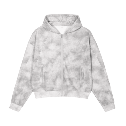 Silver Cloud- Zip-up Fleece Hoodie