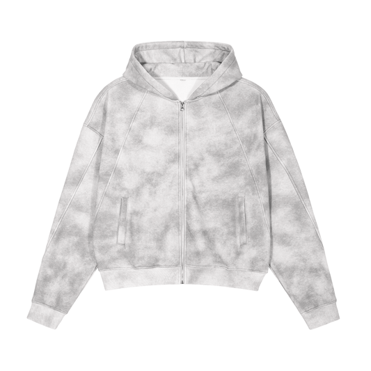 Silver Cloud- Zip-up Fleece Hoodie